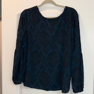LOFT Navy Blue Textured Blouse